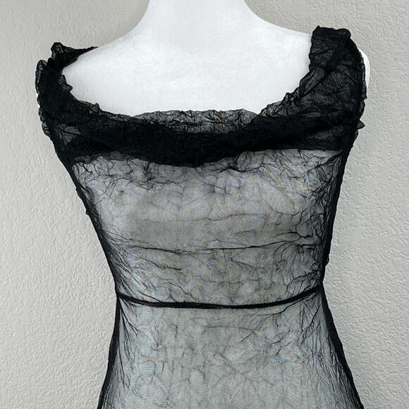 PrettyLittleThing Black Sheer Crush Cowl Neck Swim Cover Maxi Beach Dress 0 NWT - Picture 6 of 12